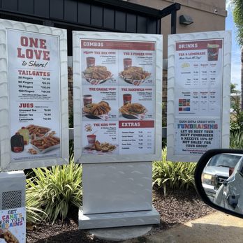 Raising Cane's Chicken Fingers - Drive thru menu - Fast Food Near Me - Costa Mesa, California