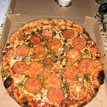 Bocca Lupo - Regular cheese with pesto, mushrooms, and tomatoes - Pizza Near Me - North Port, Florida Bocca Lupo - Regular cheese with pesto, mushrooms, and tomatoes - Pizza Near Me - North Port, Florida