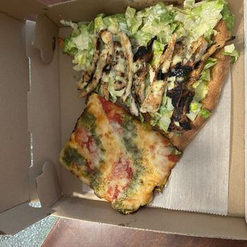 Classico Pizzeria - Tricolor Grandma Slice and Cesar Salad with Grilled Chicken Slice - Pizza Near Me - West Islip, New York Classico Pizzeria - Tricolor Grandma Slice and Cesar Salad with Grilled Chicken Slice - Pizza Near Me - West Islip, New York