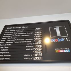 Mobil 1 Lube Express - Price list/menu