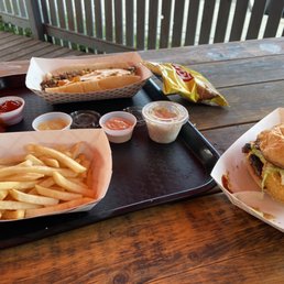 a tray of fries and a sandwich a tray of fries and a sandwich