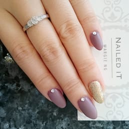 Matte mauve with glitter gold accents.