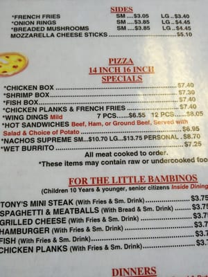 Menu photo 2 Tony's Original Restaurants Saginaw, MI Menu photo 2 Tony's Original Restaurants Saginaw, MI