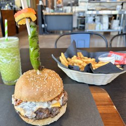 Grill Gate - Check out my combo lunch. Burger has a roasted pepper spear.