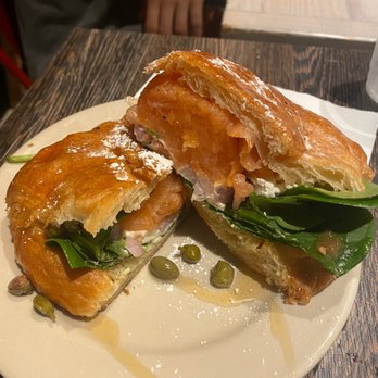 Kaffe Haus - Smoked Salmon Croissant with honey and powdered sugar - Breakfast & Brunch Near Me - Caguas, Puerto Rico Kaffe Haus - Smoked Salmon Croissant with honey and powdered sugar - Breakfast & Brunch Near Me - Caguas, Puerto Rico