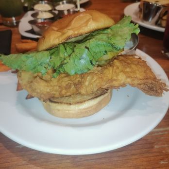 Mystic Grill - Fried grouper sandwich with Sweet potato fries - Southern Near Me - Covington, Georgia