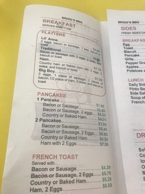 Menu photo 2 Briggs Bar-B-Que Yanceyville, NC