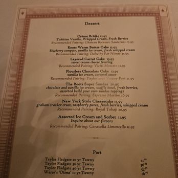 Roots Steakhouse - Dessert menu - Steakhouses Near Me - Darien, Connecticut Roots Steakhouse - Dessert menu - Steakhouses Near Me - Darien, Connecticut