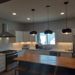 Electrical Pros - Kitchen remodel. Added wafer lights, under cabinet lights, and down lights.