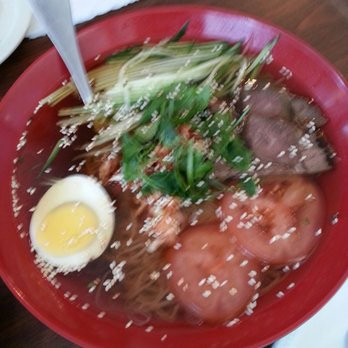 N.E. Chinese Restaurant - 東北冷面 (Seasonal) Noodle in Cold Broth - vermicelli with sliced cucumber, tomato, beef, and hard-boiled egg in a cold vinegar-based broth - Chinese Near Me - Columbus, Ohio