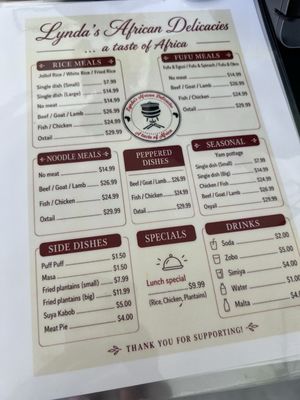 Menu photo 1 Lynda's African Delicacies Irvine, CA