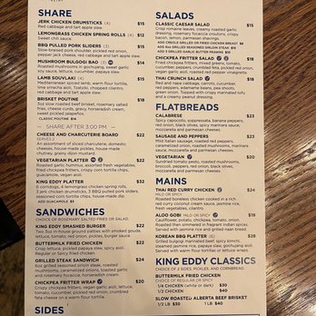 King Eddy - Menu - Canadian (New) Near Me - Calgary, Alberta King Eddy - Menu - Canadian (New) Near Me - Calgary, Alberta