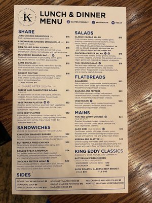 Menu photo 1 King Eddy Calgary, AB Menu photo 1 King Eddy Calgary, AB