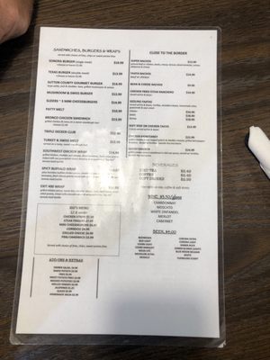 Menu photo 1 Sutton County Steak House Sonora, TX