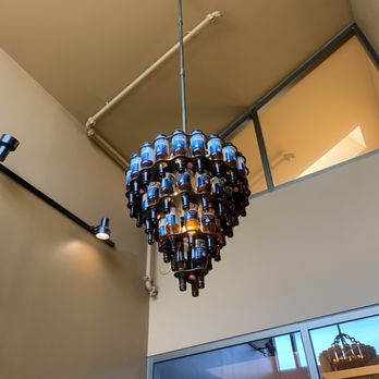 Newt's South - a chandelier made of beer bottles - Burgers Near Me - Rochester, Minnesota Newt's South - a chandelier made of beer bottles - Burgers Near Me - Rochester, Minnesota