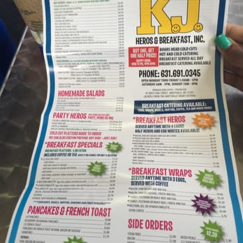 KJ's Heros & Breakfast - Menu - Breakfast & Brunch Near Me - Amityville, New York