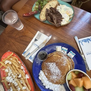 Carnegie Diner - Steak & Eggs Buttermilk Pancakes French Fries (with feta and oregano) - Sandwiches Near Me - New York, New York