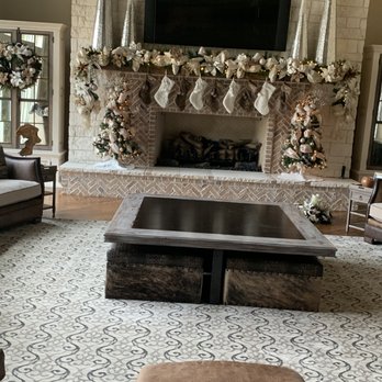 Gilton Upholstery - Beautiful center table made completely from scratch with a very custom stain-job. With 4 western style ottomans to go under each division. - Furniture Reupholstery Near Me - Dallas, Texas Gilton Upholstery - Beautiful center table made completely from scratch with a very custom stain-job. With 4 western style ottomans to go under each division. - Furniture Reupholstery Near Me - Dallas, Texas