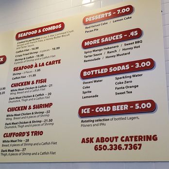 Clifford's Chicken and Fish - Menu - Seafood Near Me - Mountain View, California