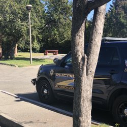 Ashland Community Center - Sheriff car, clay bench