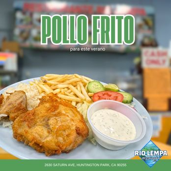 Rio Lempa Restaurant - Fried chicken plate - Salvadoran Near Me - Huntington Park, California Rio Lempa Restaurant - Fried chicken plate - Salvadoran Near Me - Huntington Park, California
