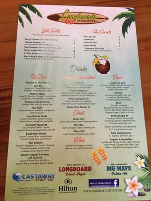 Menu photo 6 Longboards Tiki Beach Grille Cocoa Beach, FL