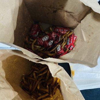 Five Guys - This is how my order of fries came. Fries dumped, loosely, into a bag. - Burgers Near Me - Torrance, California Five Guys - This is how my order of fries came. Fries dumped, loosely, into a bag. - Burgers Near Me - Torrance, California