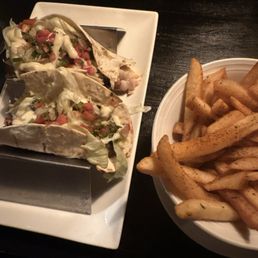 Blackened Catfish tacos & fries Blackened Catfish tacos & fries