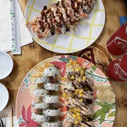 Okee Poke - Cali Roll, Street Corn Roll, and Krispy Krab Roll (or the names were close to that lol!)