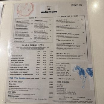 Nabemono Shabu Shabu - Menu - Japanese Near Me - Alhambra, California