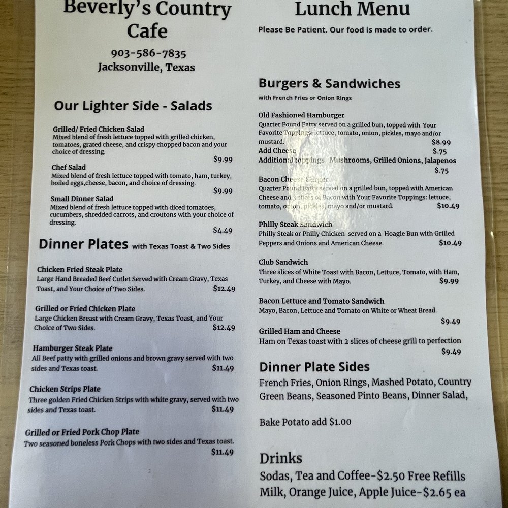 Updated menu
