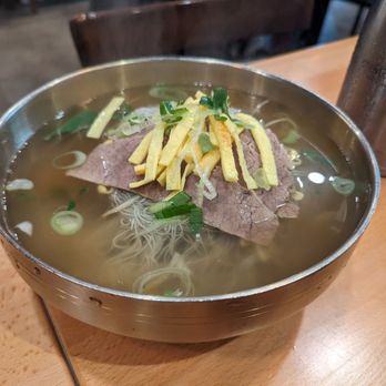 LEE GA - Onmyeon (buckwheat noodles in warm beef broth). - Korean Near Me - Los Angeles, California LEE GA - Onmyeon (buckwheat noodles in warm beef broth). - Korean Near Me - Los Angeles, California