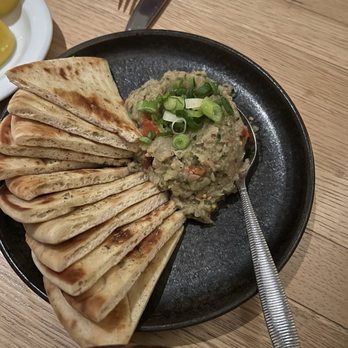 Avli on The Park - Eggplant dip with pita - Greek Near Me - Chicago, Illinois
