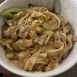 Chicken pad see ewe.  Almost no veggies, not a ton of chicken, mostly noodles.