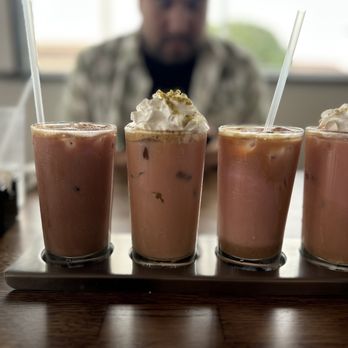 Madres Brunch - Coffee flight! Includes Abuelita's Chocolate, pistachio, and a couple of others! - Breakfast & Brunch Near Me - Bellflower, California Madres Brunch - Coffee flight! Includes Abuelita's Chocolate, pistachio, and a couple of others! - Breakfast & Brunch Near Me - Bellflower, California