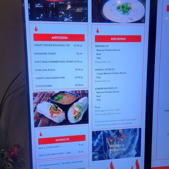 Fire Bowl Cafe - menus displayed on large screen - Pan Asian Near Me - Englewood, Colorado