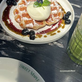 Sweet Maple - Waffle with burrata cheese/ surprisingly good. - New American Near Me - Walnut Creek, California Sweet Maple - Waffle with burrata cheese/ surprisingly good. - New American Near Me - Walnut Creek, California