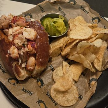 Mink - Lobster Roll w/chips and pickles - Seafood Near Me - Detroit, Michigan Mink - Lobster Roll w/chips and pickles - Seafood Near Me - Detroit, Michigan