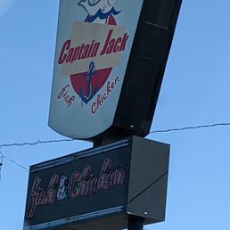 the sign for captain jack's chicken the sign for captain jack's chicken