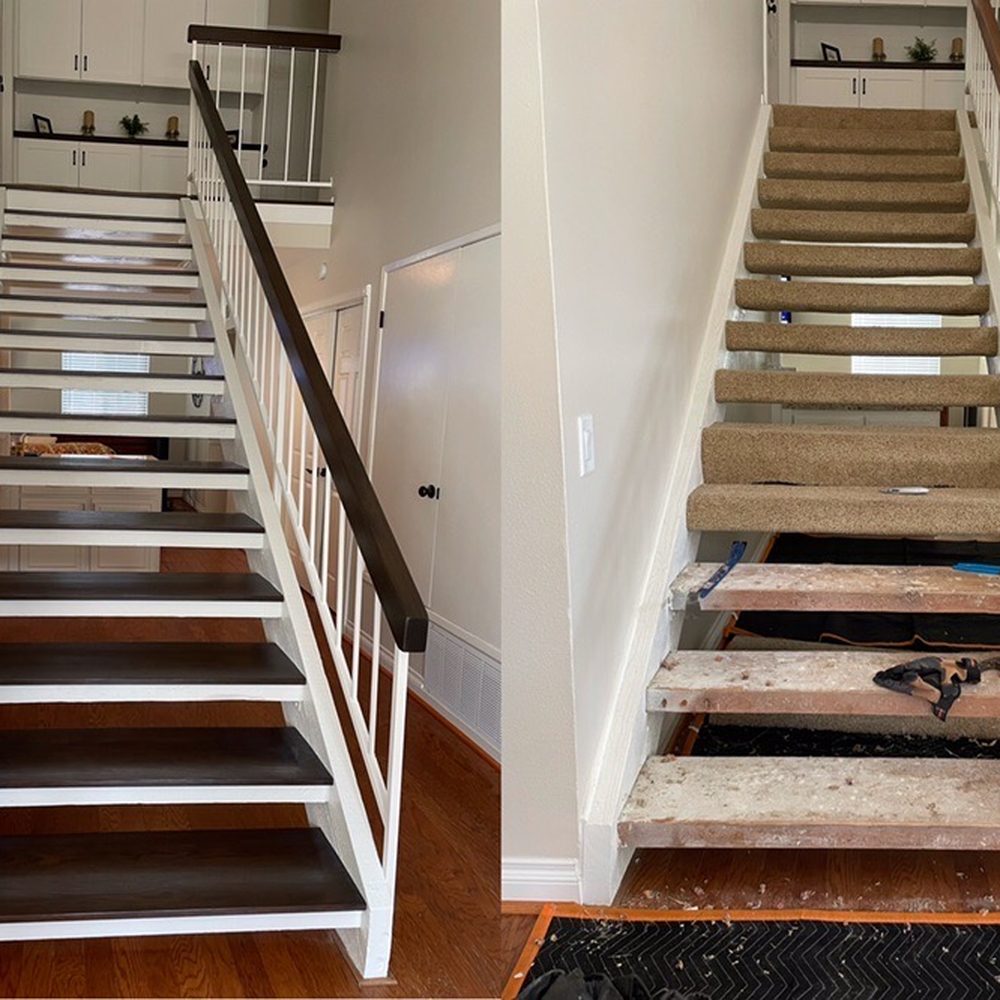 Stairs Plus More - Before on right, after on left. - General Contractors Near Me