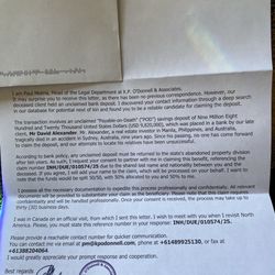 K. P. O'Donnell & Associates - SCAM Letter