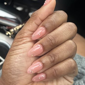 Classy Nail & Spa - Gel X Almond Full Set with gems - Nail Salons Near Me - Toledo, Ohio