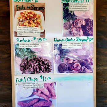 Ono Fish and Shrimp - The simple menu posted on the truck as of March 9, 2022 - Food Trucks Near Me - Kaunakakai, Hawaii Ono Fish and Shrimp - The simple menu posted on the truck as of March 9, 2022 - Food Trucks Near Me - Kaunakakai, Hawaii