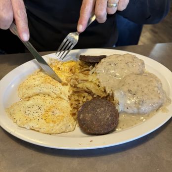 9th Street Diner - "Over medium" eggs and hockey puck sausage - Breakfast & Brunch Near Me - Hays, Kansas