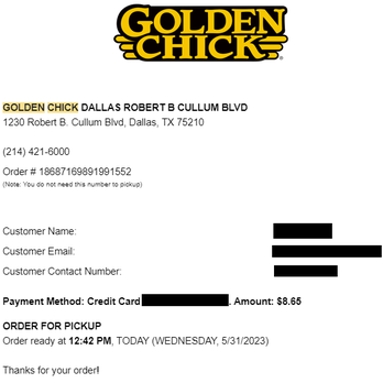 Golden Chick - My order. One simple combo. Not a family meal. Not several meals on one order. Just ONE meal. - Fast Food Near Me - Dallas, Texas