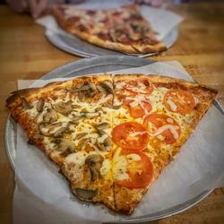 Mama's Pizza - Always great - slice of xtra mozz & mushroom - slice of xtra mozz & fresh tomato - nom nom