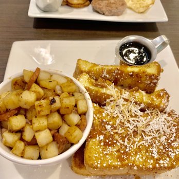 Meemom's - Bourbon pecan coconut french toast with Pork Roll Hash - Coffee & Tea Near Me - Middletown, New Jersey