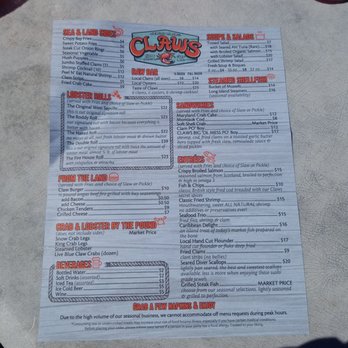 Claws - Menu as per 3/23/2019 - Seafood Near Me - West Sayville, New York Claws - Menu as per 3/23/2019 - Seafood Near Me - West Sayville, New York