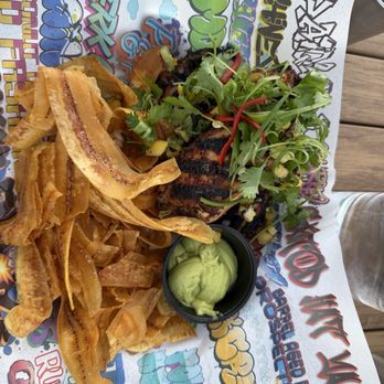 Tiki Bird - Jerk chicken with plantain chips - Wine Bars Near Me - Grand Junction, Colorado Tiki Bird - Jerk chicken with plantain chips - Wine Bars Near Me - Grand Junction, Colorado