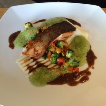 Bürgerspital Weinstuben - Pan Fried Salmon with Basil Foam on Ricecream. - German Near Me - Würzburg, BY